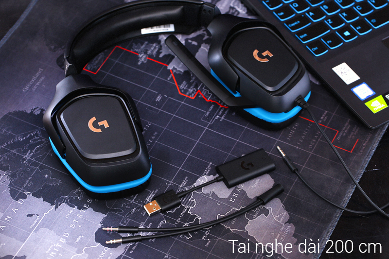 Tai nghe chụp tai Gaming Logitech G431 7.1 Đen Xanh - Hàng chính hãng