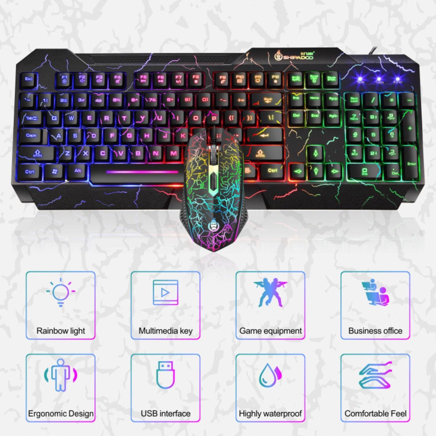 Bàn Phím Và Chuột Chơi Game Cơ Khí USB Có Dây Game Thủ Bàn Phím Bộ Đèn LED RGB Backlit Bàn Phím Chuột Combo Dành Cho Máy Tính Laptop Máy Tính