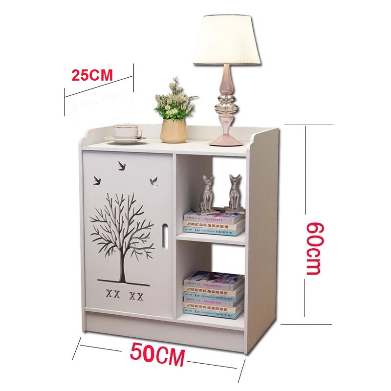 Kệ đầu giường chia ngăn chống mối mọt ẩm mốc, cánh tủ nhiều họa tiết - HOMEDECOR/504-8