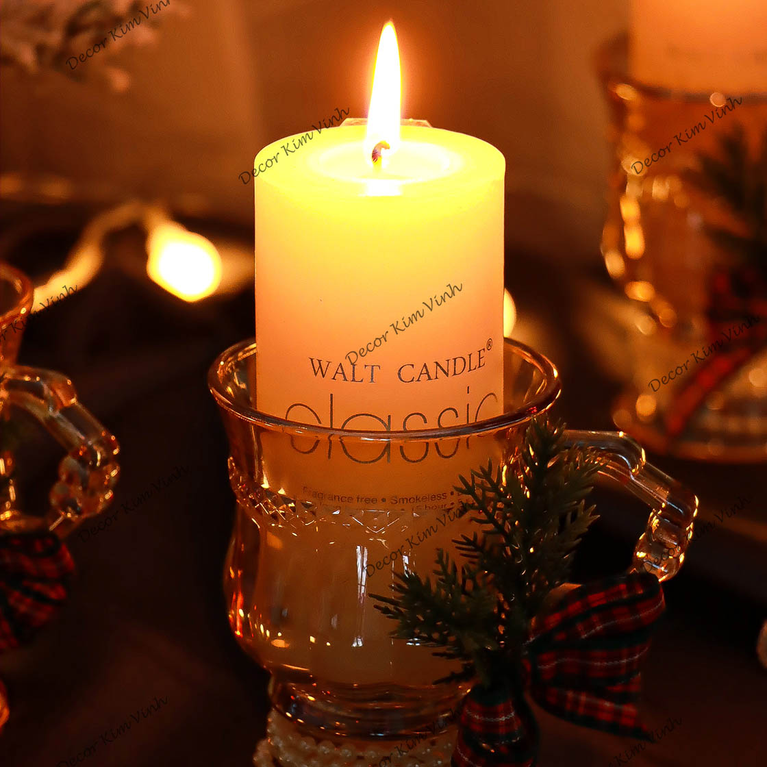 Ly Để Nến Màu Hổ Phách NEN12 Trang Trí Noel Giáng Sinh