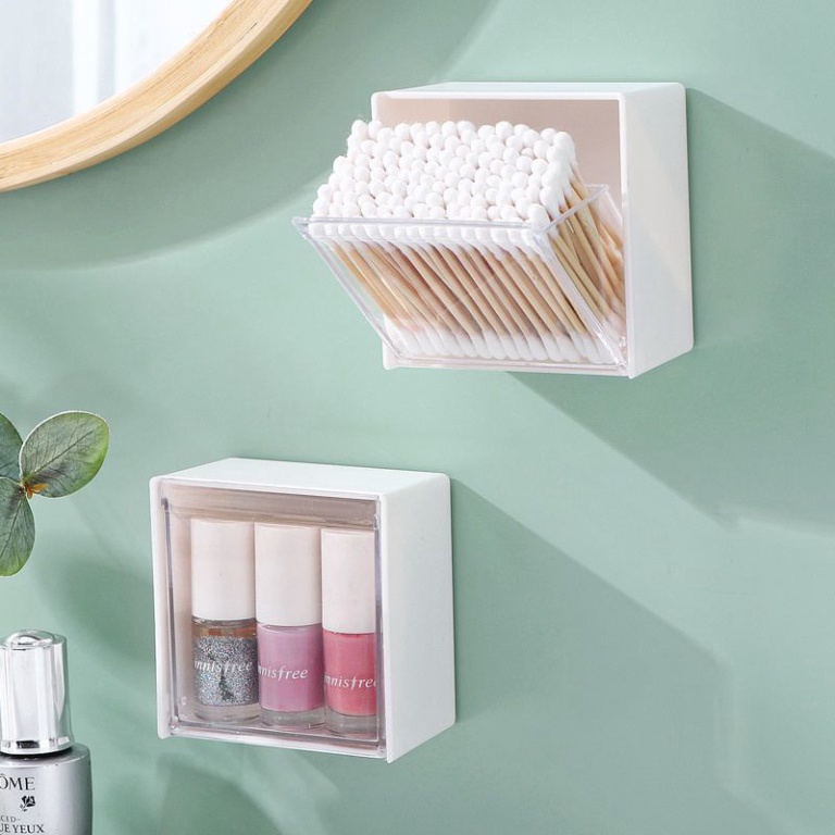 Hộp đựng đồ nắp lật trong suốt gắn tường 8 x 8cm