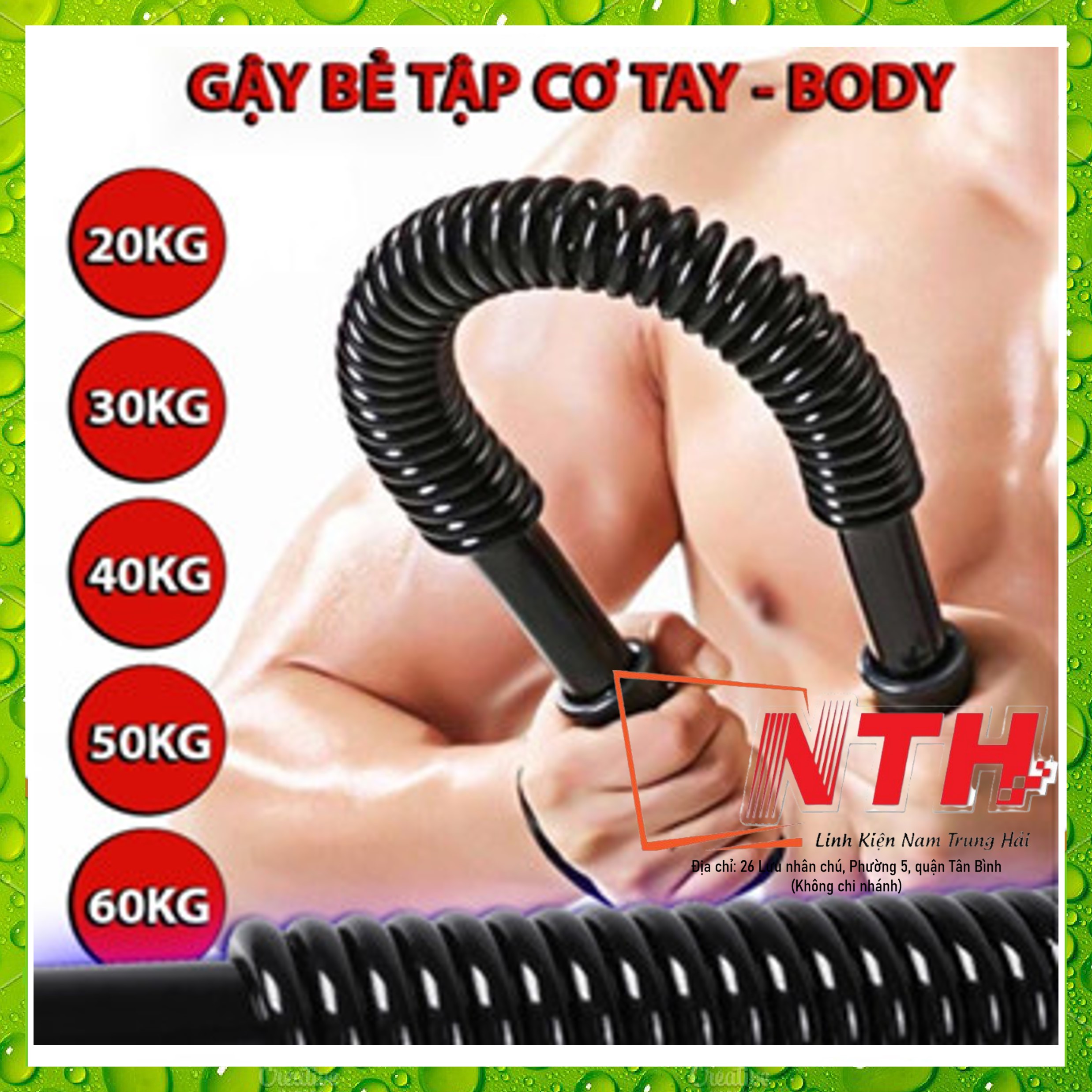 Gậy lò xo tập cơ tay Dụng cụ bẻ tăng lực tay vai xô cơ ngực 20kg 30kg 40kg 50kg gym thể thao hiệu quả