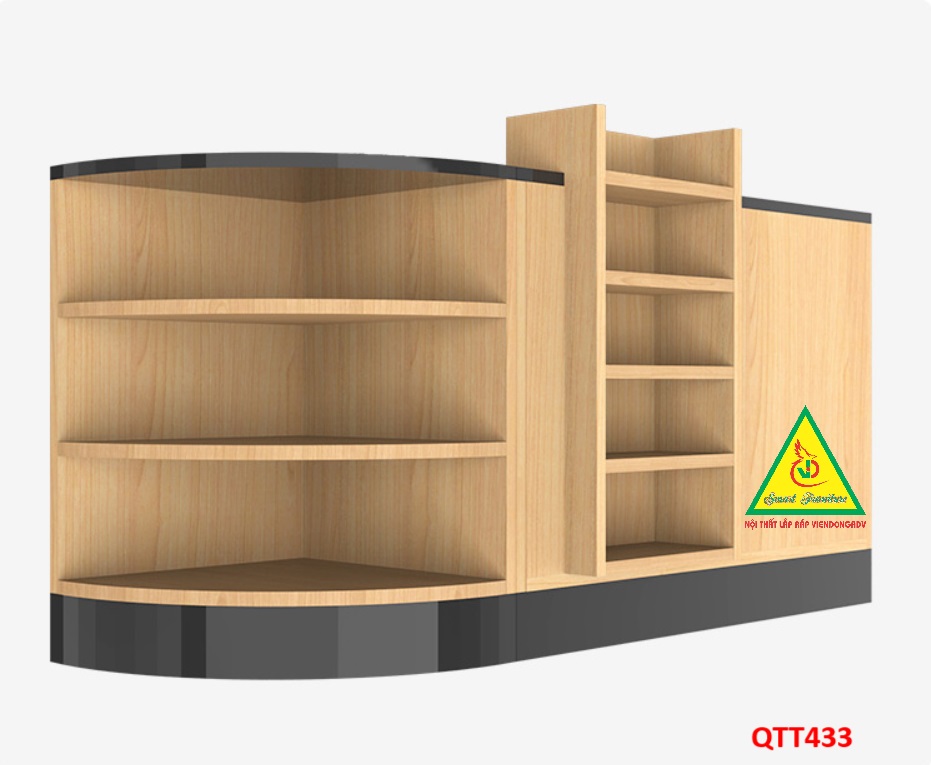 Quầy tính tiền, Bàn thu ngân cho cửa hàng tiện lợi, siêu thị mini QTT433 - NỘI THẤT LẮP RÁP VIENDONGADV