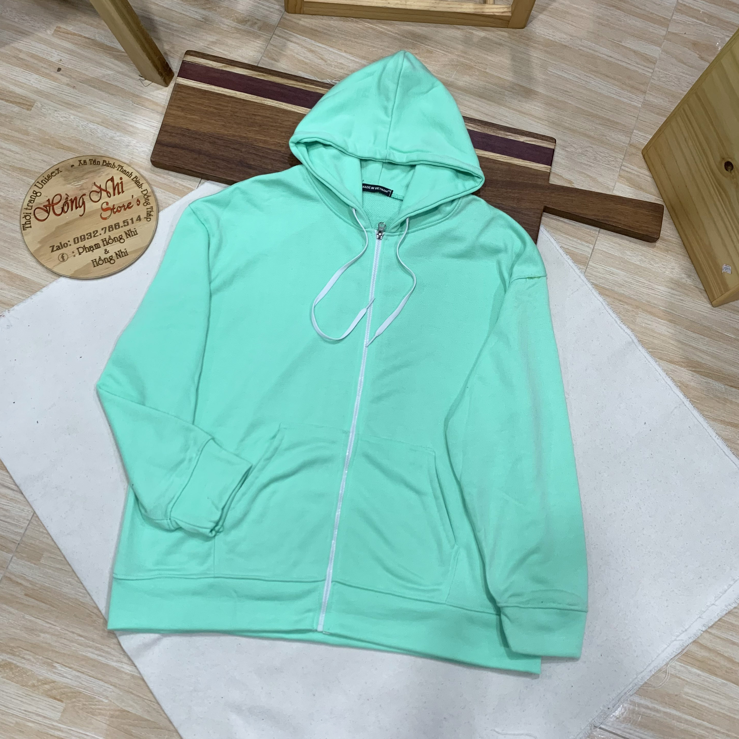 Áo Khoác Hoodie Zip Trơn Oversize Ulzzang Unisex Hoodie Dây Kéo Màu Xanh Ngọc Dáng Rộng - MM