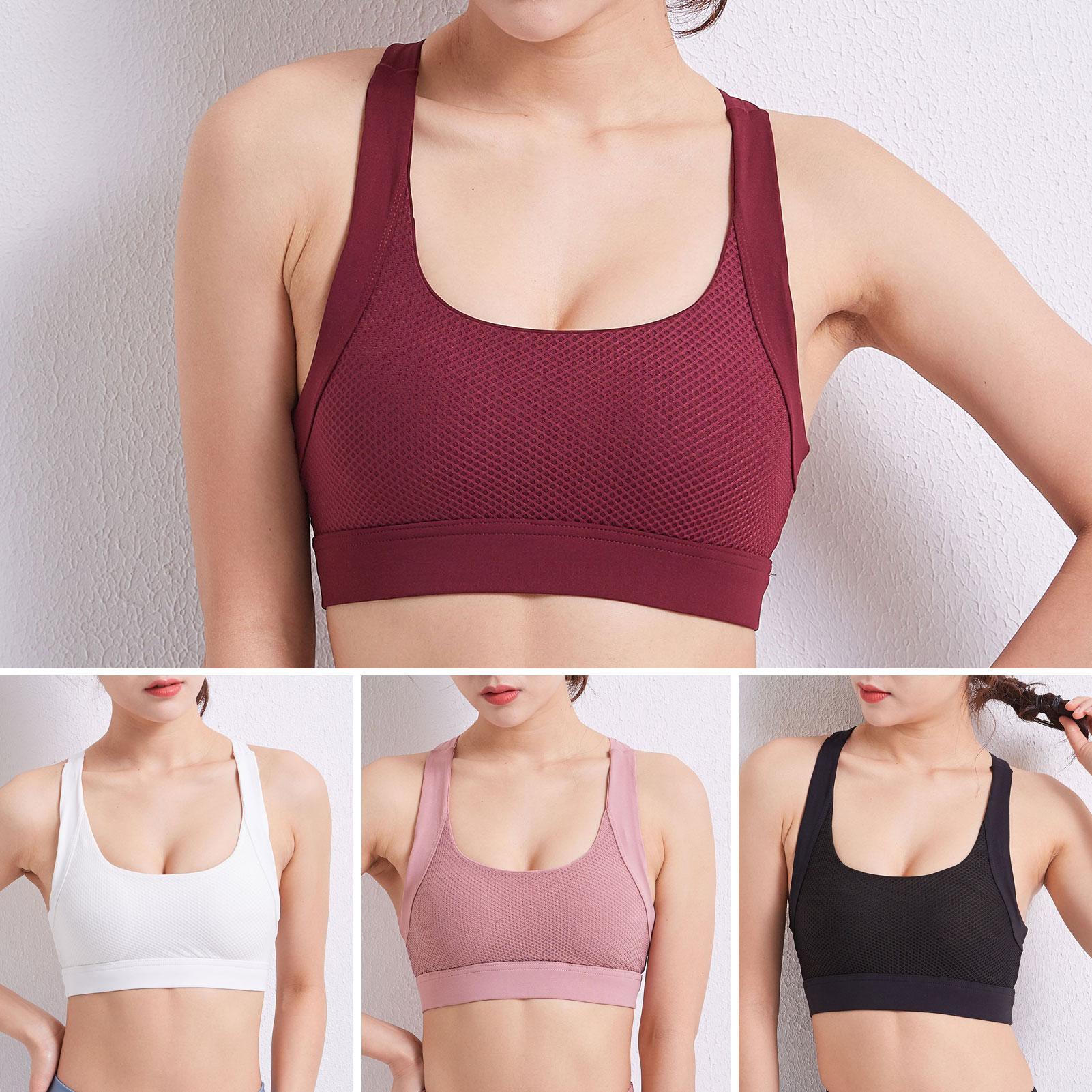 Áo ngực Thể thao cho nữ tập thể thao yoga, có Quai chéo Dây lưới Đệm áo Crop Tops