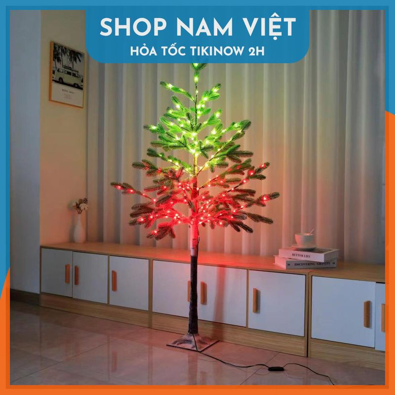 Cây Thông Noel Phủ Tuyết Có Đèn Led RGB Trang Trí Giáng Sinh, Có Thể Gấp Gọn, Kèm Remote