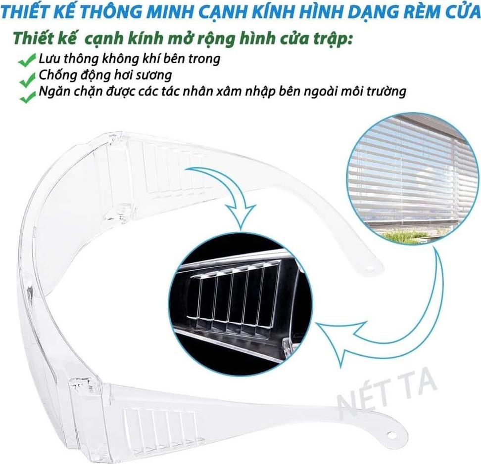 Kính bảo hộ, bảo vệ mắt khỏi khói bụi, UV,  nước mưa và các vật thể lạ, hỗ trợ tối ưu phòng dịch bệnh