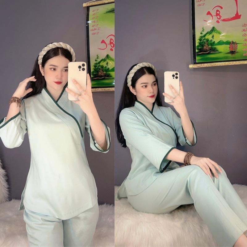 Đồ Lam Đi Chùa Vải Hàn Quốc Cao Cấp Quần Áo Nữ Đồ Bộ Nữ - Xanh Ngọc, Size M - 57Kí Sizenữ