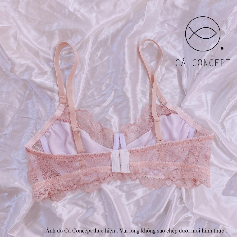 Bộ Sưu Tập Bra ren hồng đất phối phi lụa CÁ CONCEPT đồ lót thiết kế bra sexy