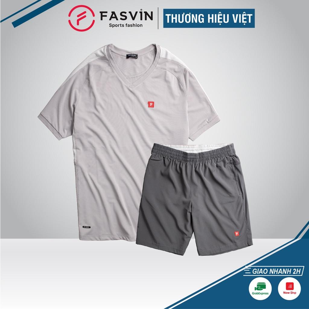 Bộ quần áo thể thao nam Fasvin AV20294.HN cổ tim chất vải mềm nhẹ co giãn thoải mái