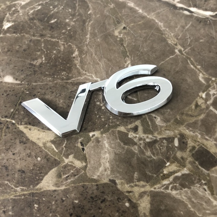 Decal tem chữ inox V6, VX, TX.L, VX.L dán đuôi xe ô tô