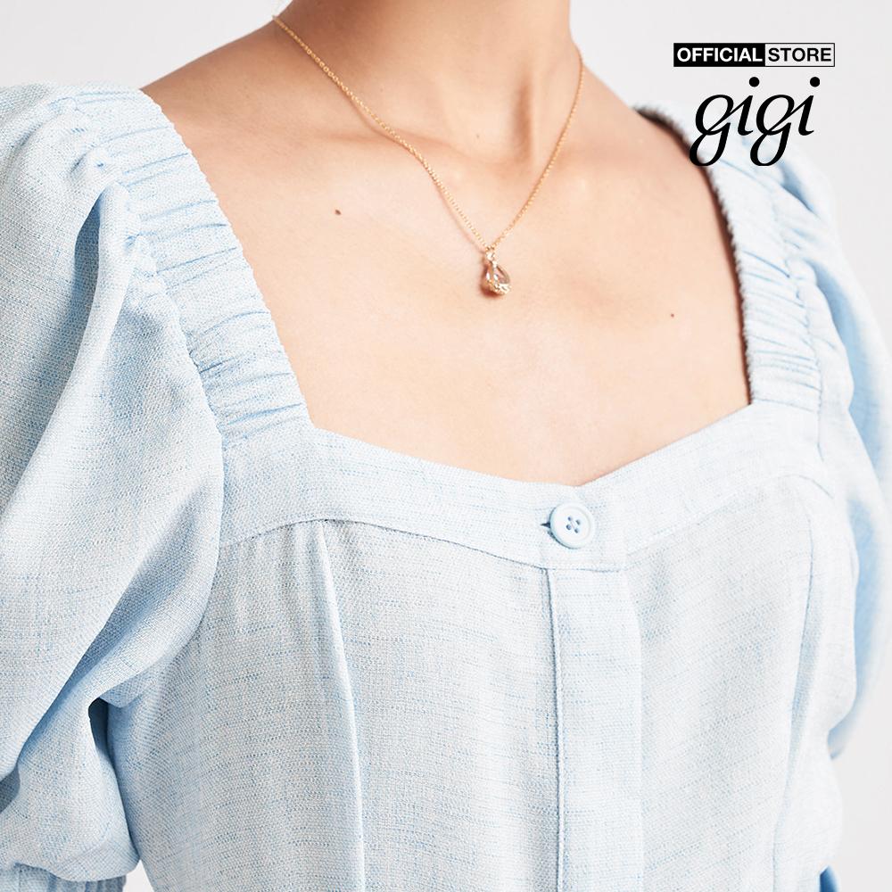 GIGI - Đầm midi ngắn tay cổ vuông phối thắt lưng thanh lịch G2102D222120