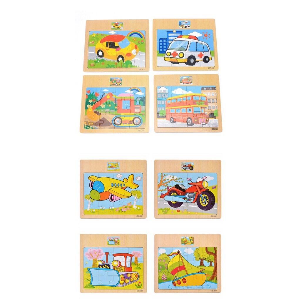 Tranh puzzle gỗ ghép 12 mảnh kèm hình mẫu phía trên