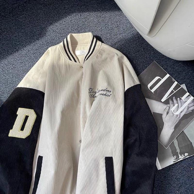AK46_Áo Khoác Bomber Unisex Chất Nhung Tăm QC Thêu Chữ D May 2 Lớp_Chất Nhung Dày Mịn Thêu Sắc Nét_Tay Bo Len Dệt Kim