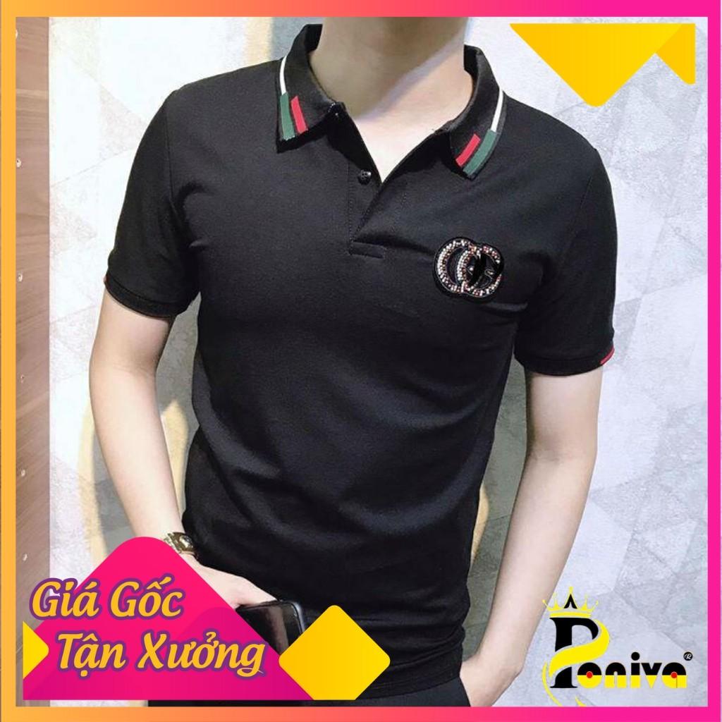 Áo Thun Nam Cổ Bẻ Viền Màu Phối Logo Lịch Lãm