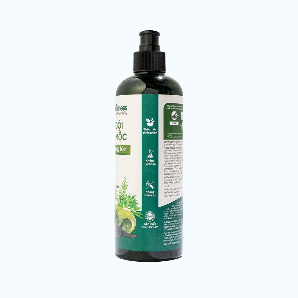 Dầu gội thảo mộc giảm rụng tóc Herbal Wellness by Pharmacity chai 450ml
