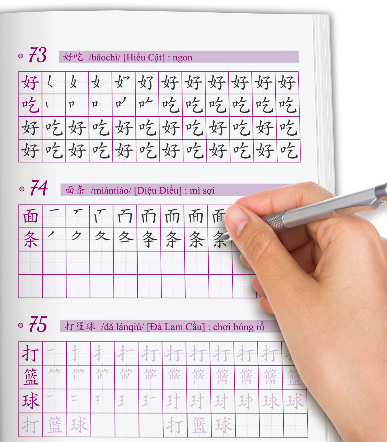 Combo 3 Vở Luyện Viết Từ Vựng Tiếng Trung HSK 1 2 3 NHT Books - Luyện viết tiếng Trung cơ bản cho người mới bắt đầu