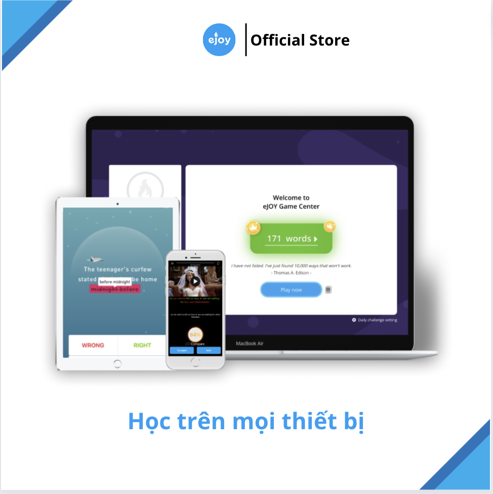 Gói học Tiếng Anh eJOY 24 tháng - lưu và tra từ vựng không giới hạn, xem video song ngữ