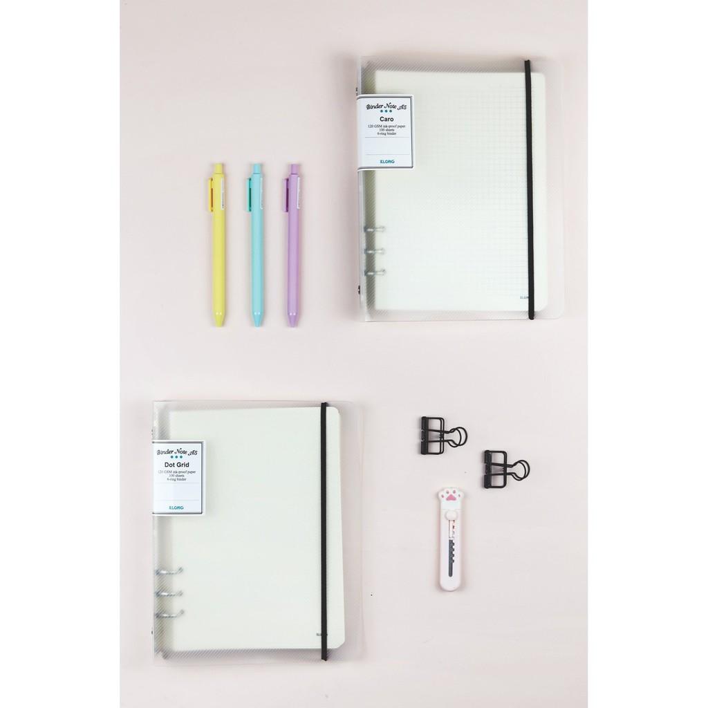 Sổ Klong Caro/Dot Grid Kẹp còng A5 - 100 tờ Giấy siêu dày; Klong MS: 994