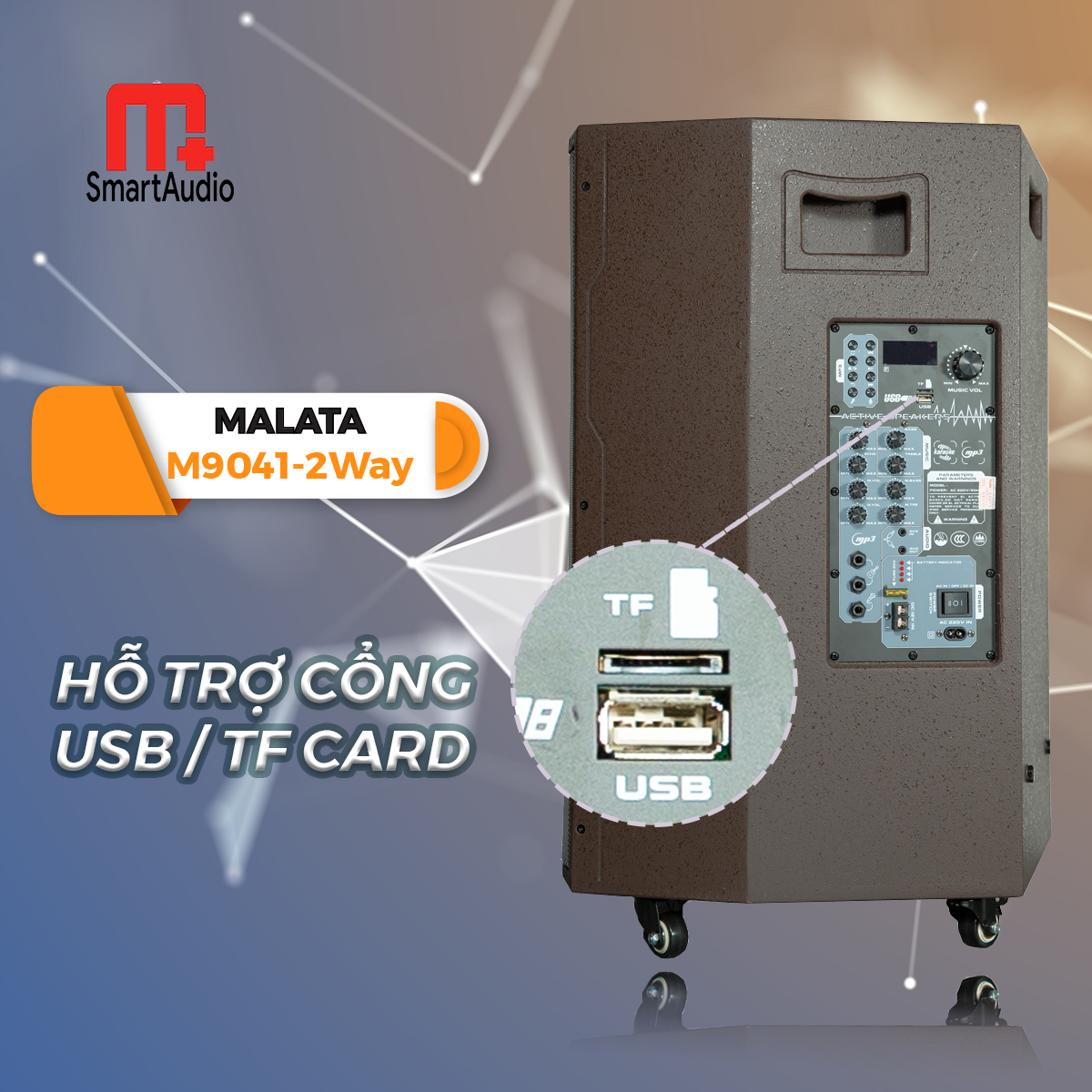 Loa kéo di động Malata 9040Y Loa kéo Karaoke Công Suất Lớn Kết Nối Bluetooth Hàng chính hãng 100% BH 12 Tháng