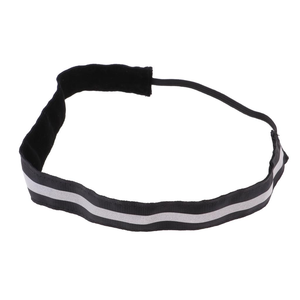 Reflective Men Women Sports Headband Gym Sweatband Hairband Black 1