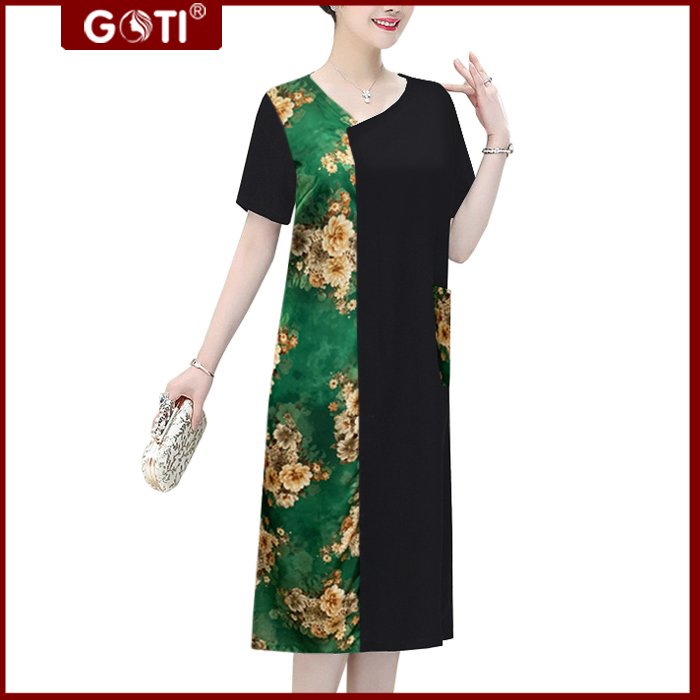 GOTI - THỜI TRANG QUÝ BÀ DÁNG ĐẦM SUÔNG CHỮ A BIGSIZE DỰ TIỆC DÀNH TẶNG MẸ TRUNG NIÊN U50 U60 3326