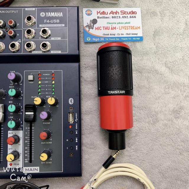 Bộ combo thu âm livestream Takstar PC K320 chính hãng và suondcard mixer f4 yamaha blutooth full phụ kiện