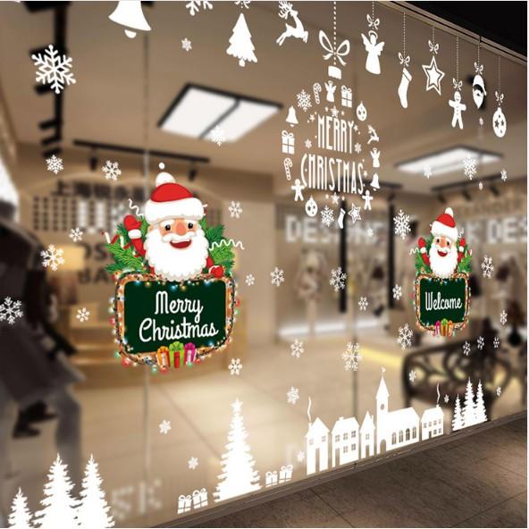 COMBO Decal dán Noel - Rèm dây Nhà Thờ kết hợp khung Noel bảng chữ