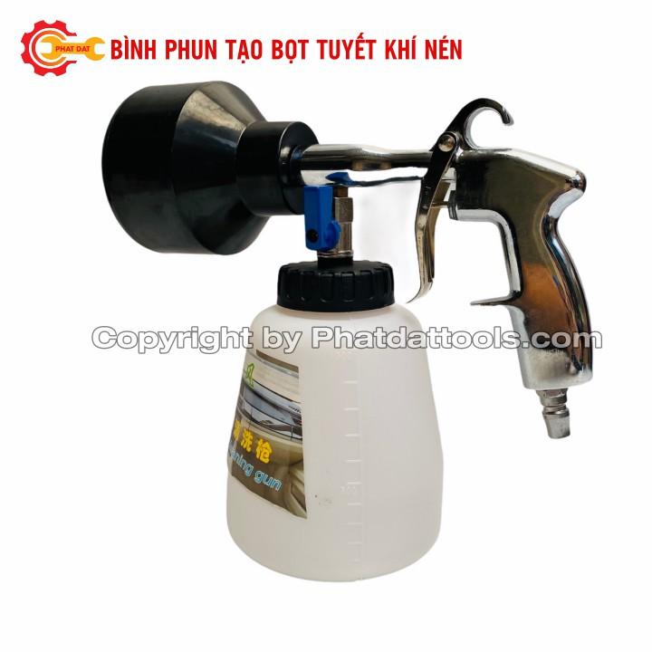Bình phun tạo bọt tuyết dùng khí nén 1000ml-Đầu đen-Tặng kèm 100ml dung dịch nước rửa xe không chạm