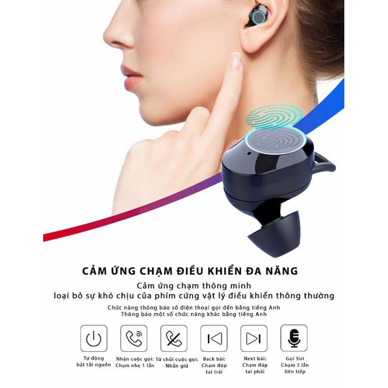 Tai nghe không dây FLOVEME G02-TWS tích hợp pin dự phòng 3300mah - Bluetooth 5.0 - Cảm ứng thông minh - Âm thanh vòm 6D - Màn hình  LED - Hàng chính hãng