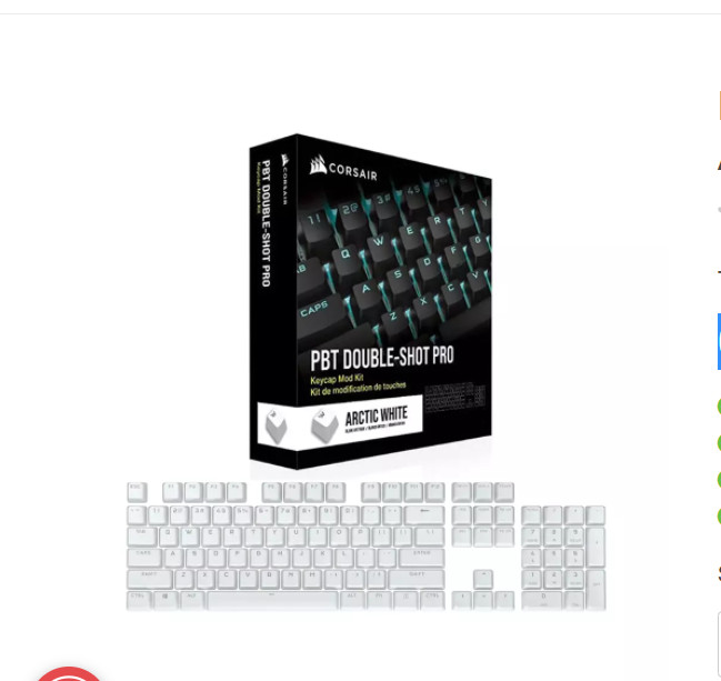 Bộ nút thay thế Corsair Keycap PBT Double-Shot PRO Arctic White - NEW- HÀNG CHÍNH HÃNG