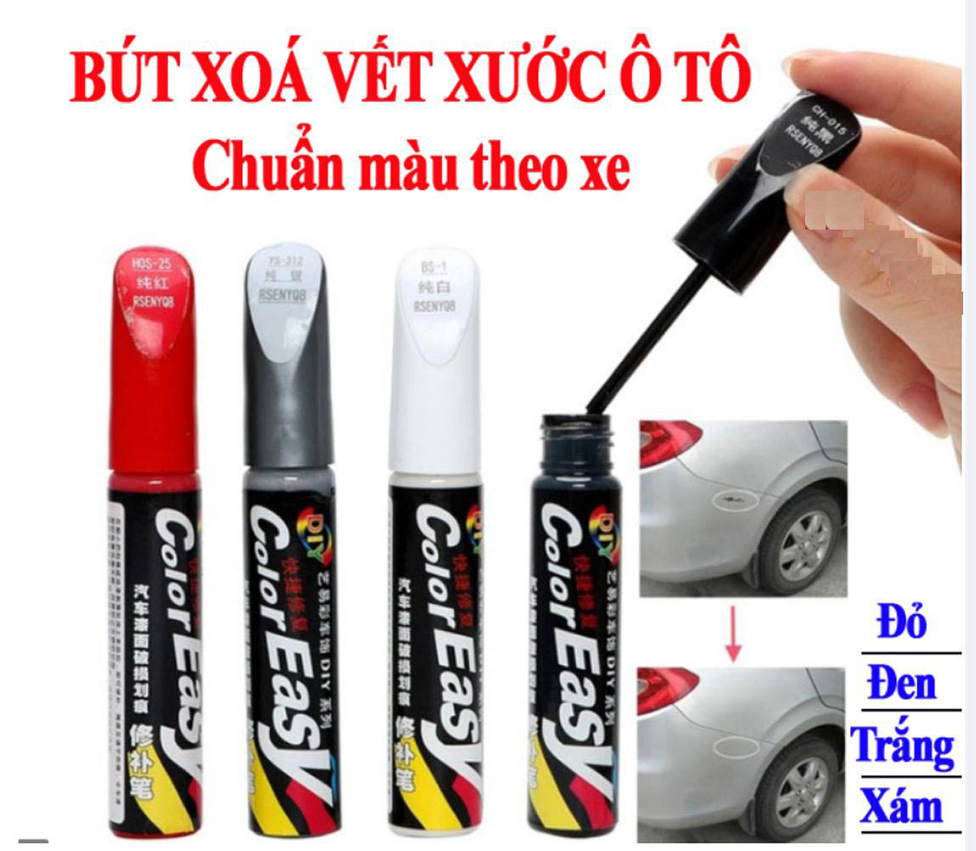 Xoá vết xước sơn ô tô, xe máy, XOÁ VĨNH VIỄN, 100% SƠN THẬT, Chất lượng, không bao giờ trôi khi rửa xe