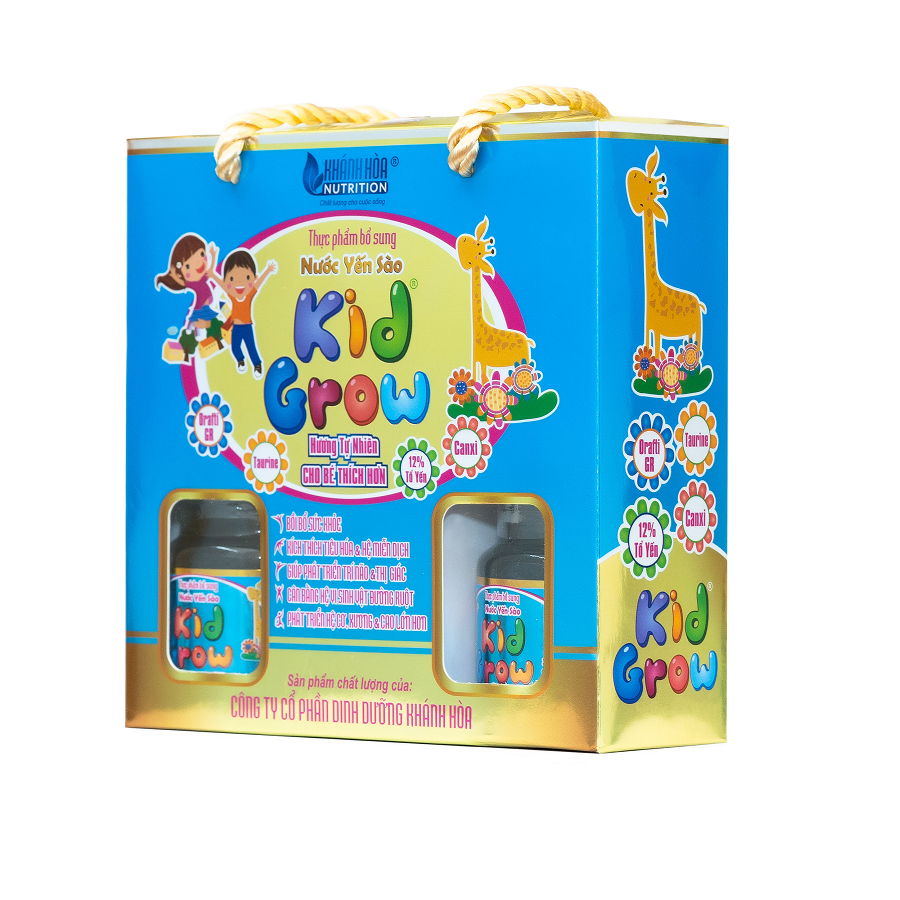 Yến Sào Khánh Hòa Kid Grow Chưng đường phèn 12% Tổ Yến (6 hũ x 70ml) - Kích thích tiêu hóa, Tăng cường hệ miễn dịch