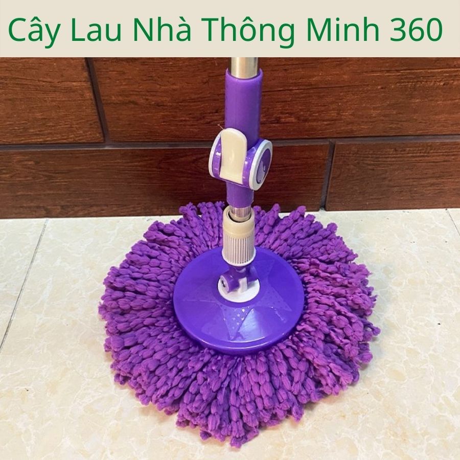 Cây lau nhà 360 độ inox chất lượng không rỉ chắc chắn tiện lợi mâm nhựạ tròn kèm bông lau siêu thấm hút dùng cho thùng lau tự vắt 360