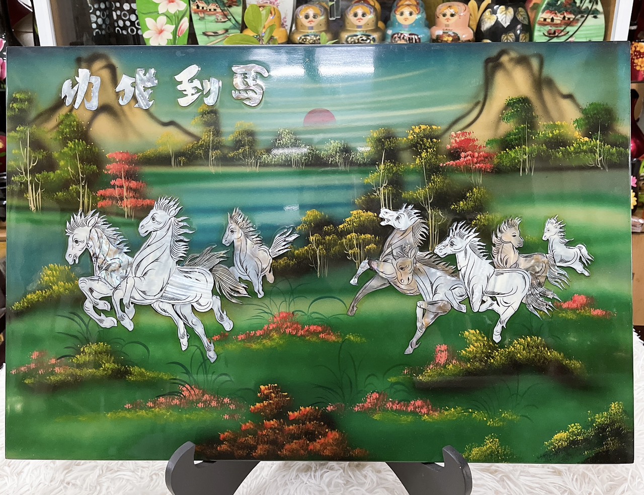 Tranh sơn mài mã đáo thành công cẩn ốc xà cừ cao cấp size 40x60 cm treo tường, trang trí