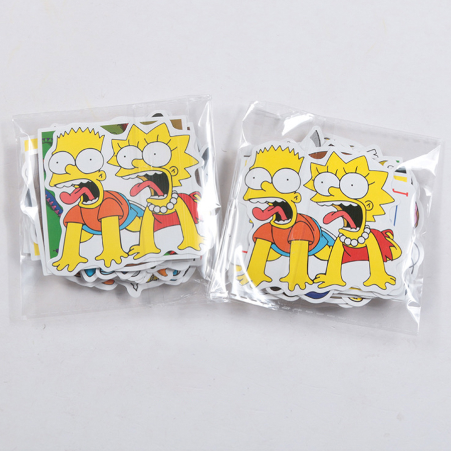 Set 50 Sticker chủ đề Simpson hoạt hình, dán Điện thoại, Laptop, Vali, Mũ bảo hiểm, Xe máy