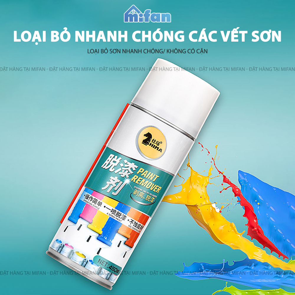 Bình Xịt Tẩy Sơn Dầu Cao Cấp Shima 450ml - Làm sạch nhanh vết sơn xịt ATM, PU, Acrylic, sắt, chống gỉ - Mifan Hàng Chính Hãng