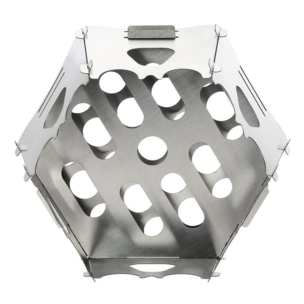 Outdoor Backpacking Hiking Traveling Picnic BBQ Stove, Portable Stainless Steel Wood Burning Stove with Carry Bag