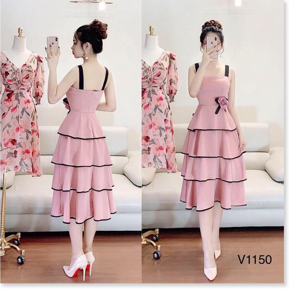Đầm xòe 4 tầng đính bông - hàng thiết kế