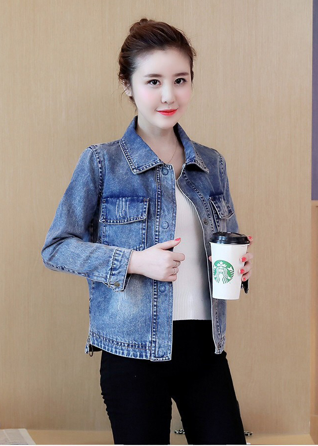 Áo Khoác Jeans Nữ Thêu Kim Sa Chữ E BY1054- Xanh Đen (Size