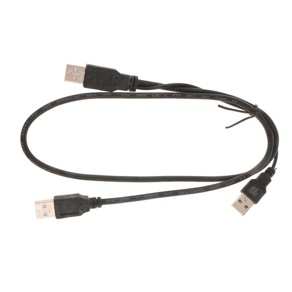 Dual USB 2.0 Male to Standard B Male Y Cable 70cm for Hard Disk Drive