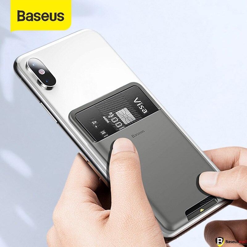 Baseus -BaseusMall VN Case đựng thẻ siêu mỏng dùng gắn lưng điện thoại Baseus Back Stick Silicone Card Bag (92 x 60mm) (Hàng chính hãng)
