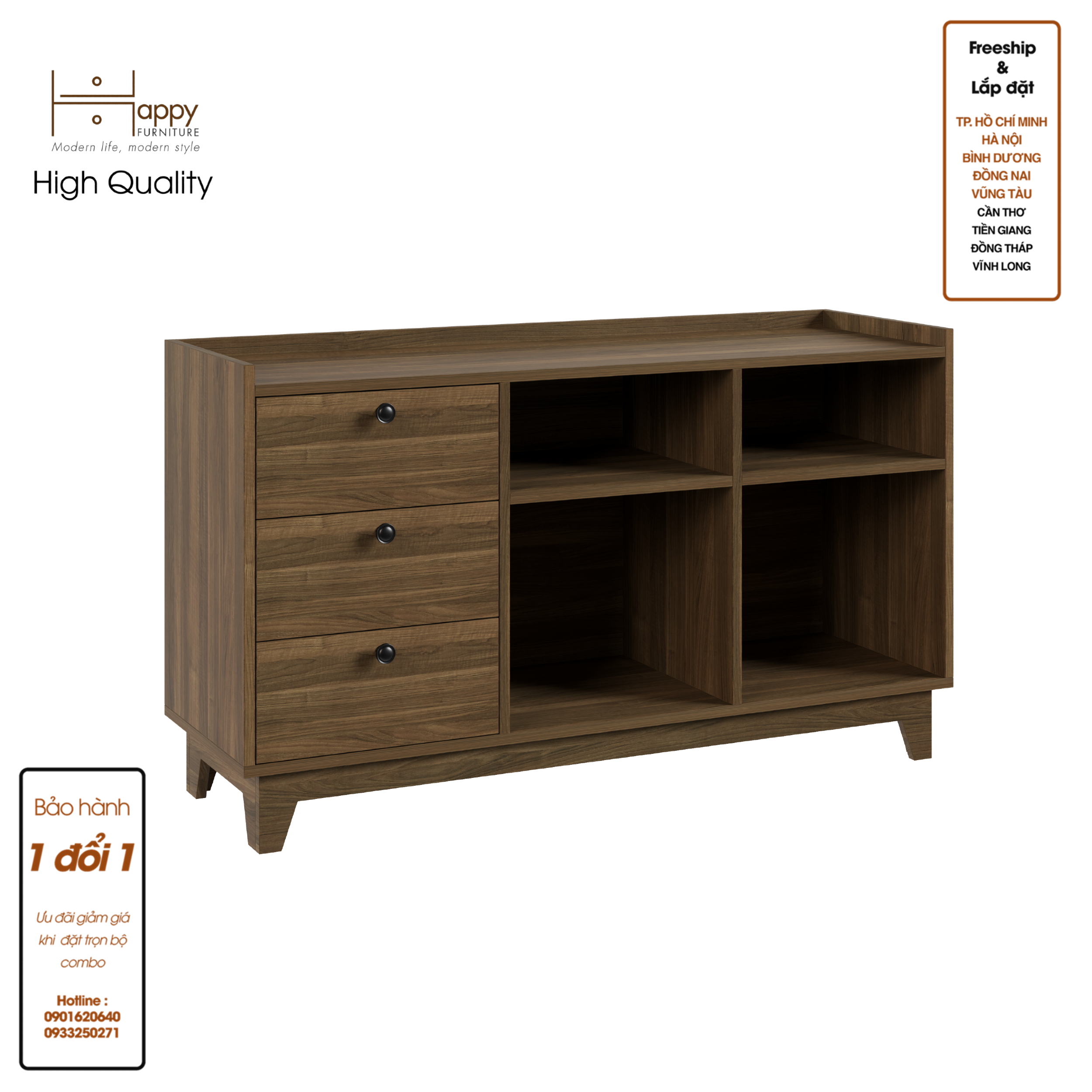 [Happy Home Furniture] KINA , Tủ đựng đồ 7 ngăn , 124cm x 40cm x 72cm ( DxRxC), THK_075