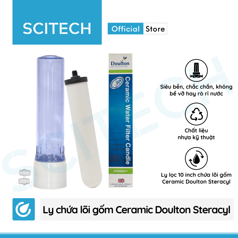 Ly lõi gốm Ceramic Doulton Steracyl 10 inch kèm 2 co nối - Hàng chính hãng