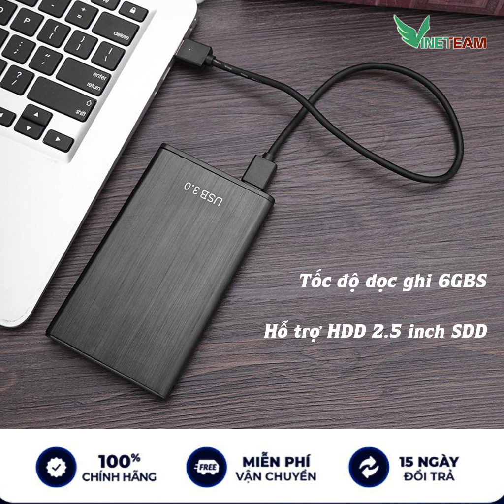 Hộp Đựng Ổ Cứng HDD SSD 2.5inch VINETTEAM USB 3.0 Tốc Độ 6gbs Dành Cho Windows Mac OS -  Hàng Chính Hãng