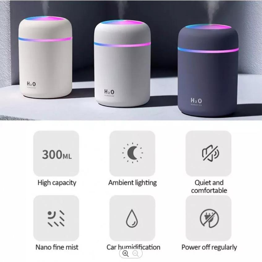 300Ml USB Mini Máy Tạo Độ Ẩm Không Khí Thơm Xe Máy Khuếch Tán Tinh Dầu Siêu Âm Phun Sương Tạo Led Đèn Ngủ Không Khí Tươi Hơn Cho xe Ô Tô Ngôi Nhà