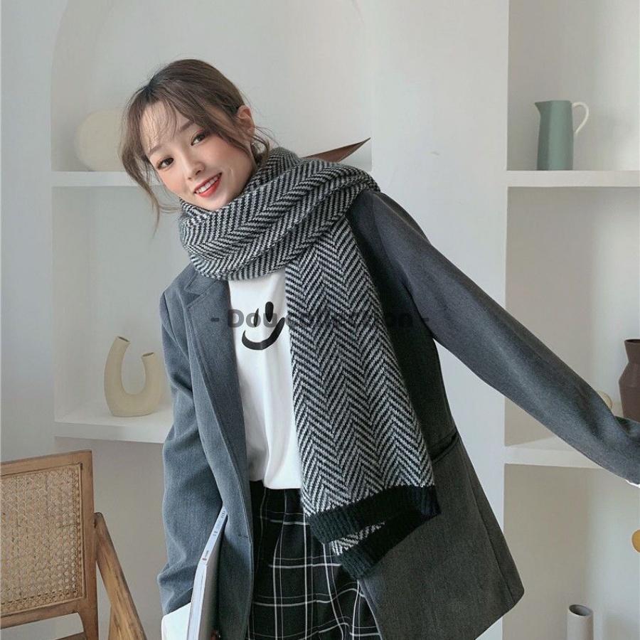 Khăn Len Choàng Cổ (Khăn Cashmere Len) Cao Cấp Trơn Sọc Xương Cá Nhật Bản - 40x200cm - PJN.ARC - Mã LN015