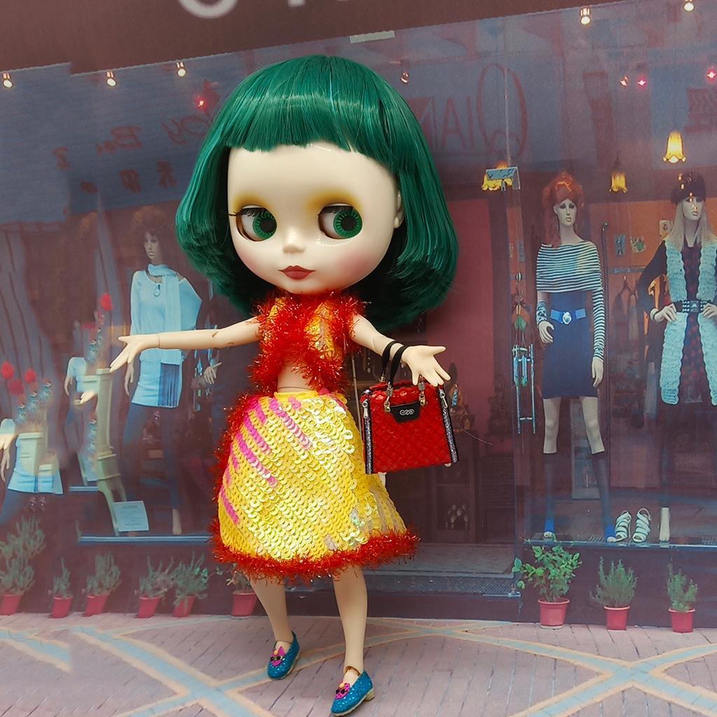 Fashion Doll Dress Top Jumpsuit Hat Set for Blythe Dolls Dress up 12inch Doll Accessory