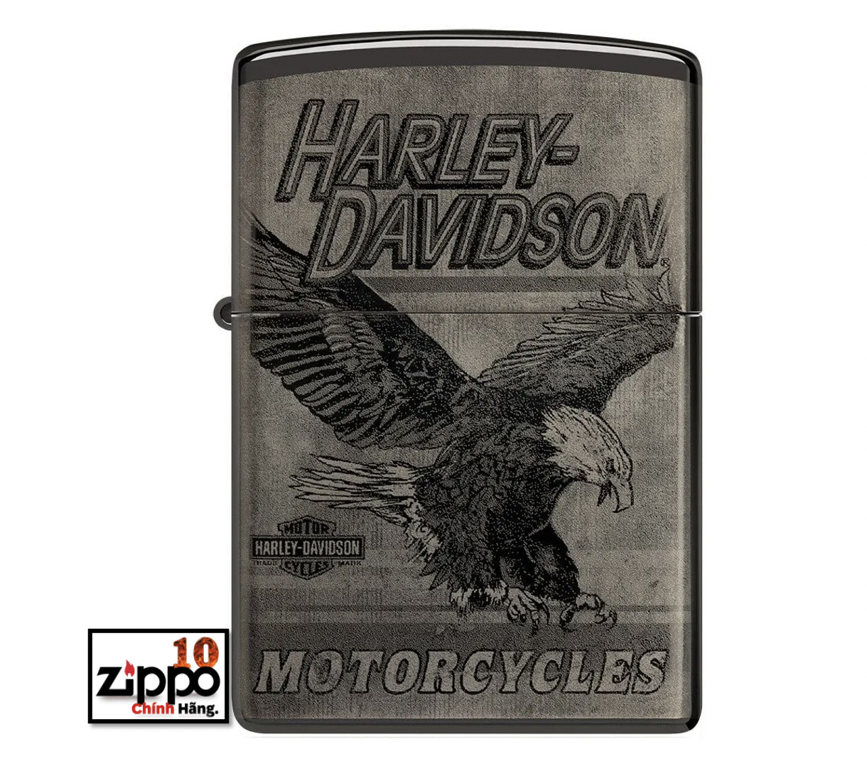 Bật lửa Zippo Harley-Davidson Eagle Photo Image 360° High Polish Black sku: 48360 - Chính hãng 100%