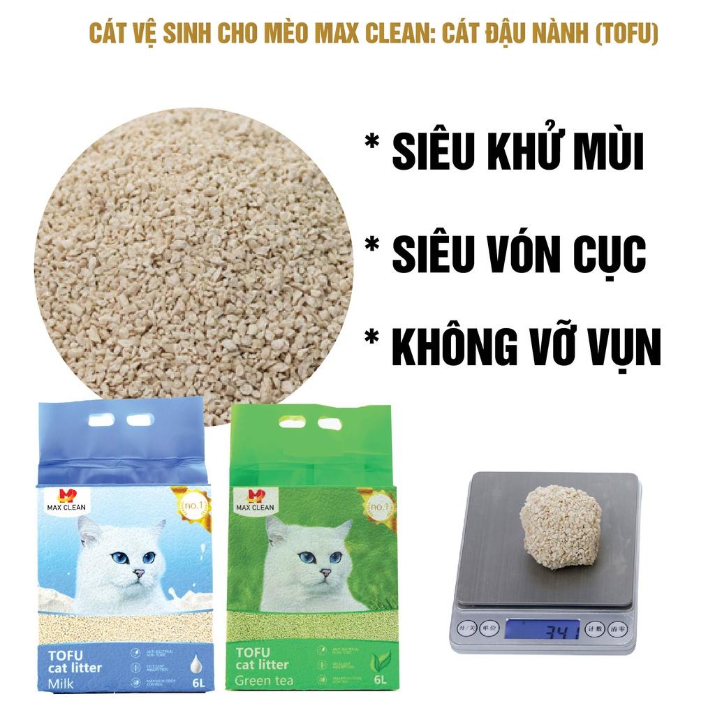 1 THÙNG 6 BỊCH Cát Đậu Nành Max Clean Cát Tofu Vệ Sinh Cao Cấp Cho Mèo Siêu Vón Cục Không Bụi- HeLiPet